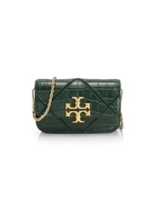 Tory Burch Eleanor Quilted Croc-Embossed Leather Crossbody Phone Bag