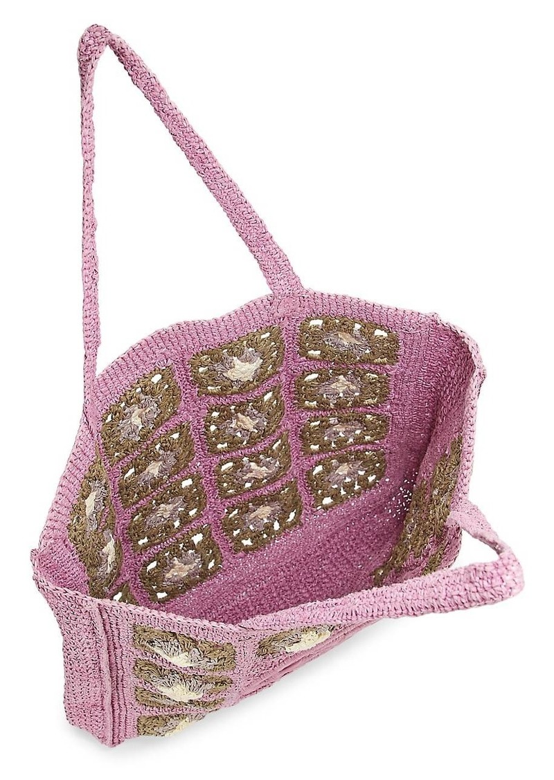 Double T Raffia Tote Bag in Pink - Tory Burch