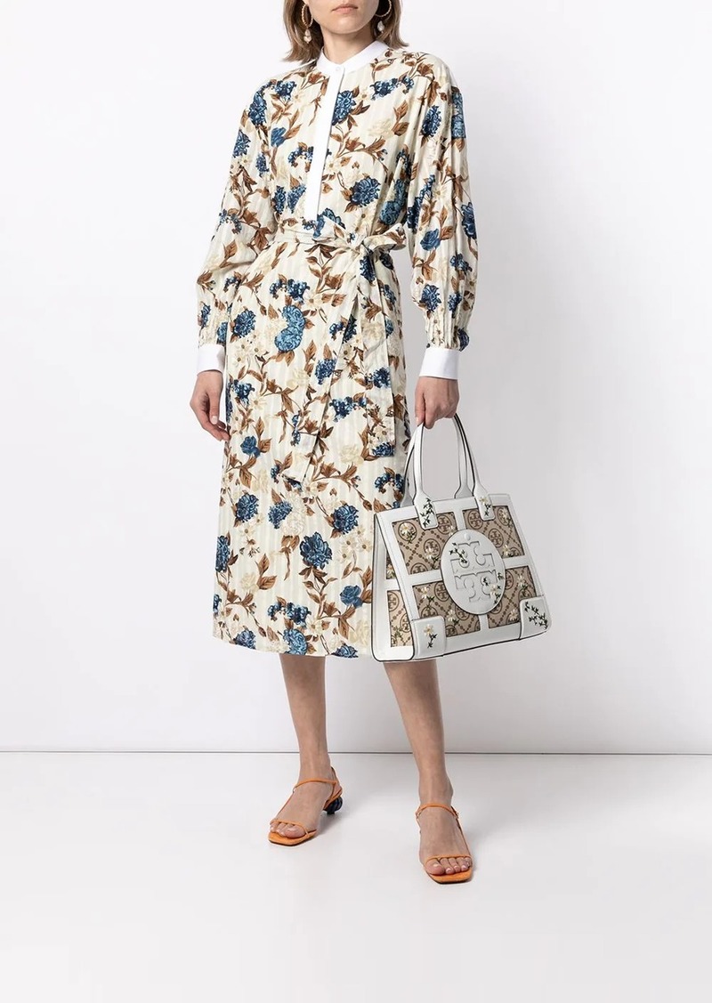 Tory Burch Ella monogram-embroidered mini tote bag | Handbags