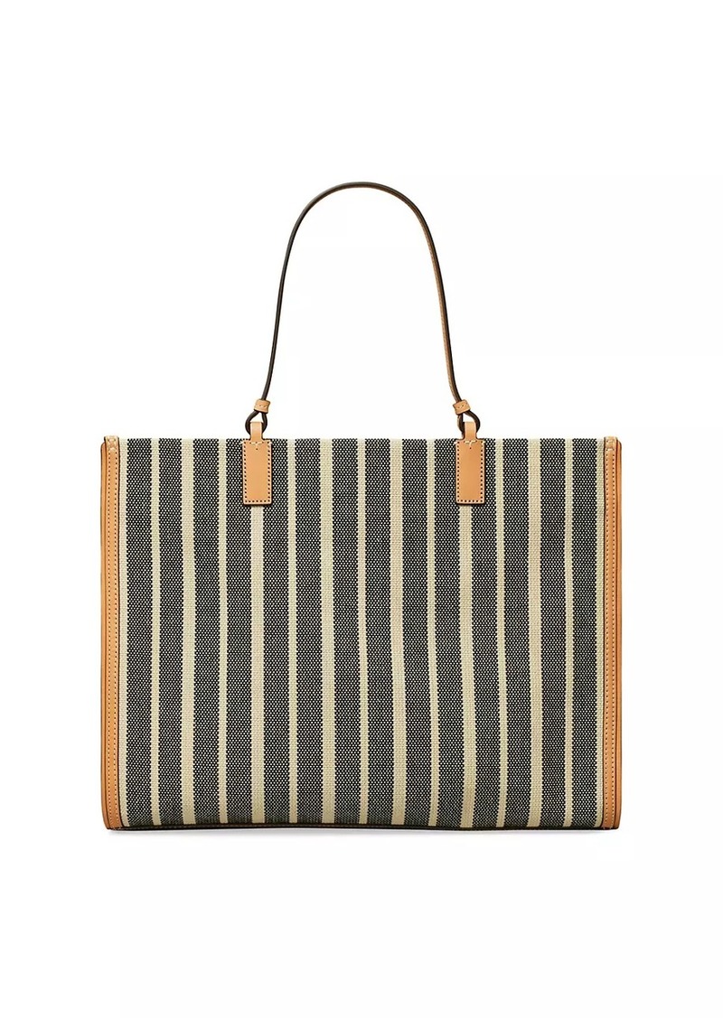 Tory Burch McGraw Small Striped Canvas Bucket Bag