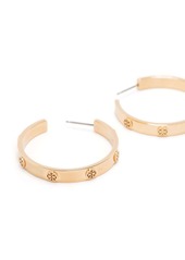 Tory Burch embossed-logo hoop earrings