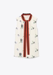 Tory Burch Embroidered Contrast-Bow Top