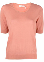 Tory Burch embroidered-logo shortsleeved top