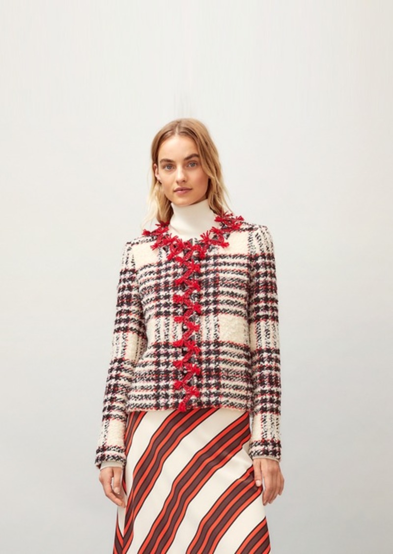 Tory Burch Embroidered Tweed Jacket | Outerwear