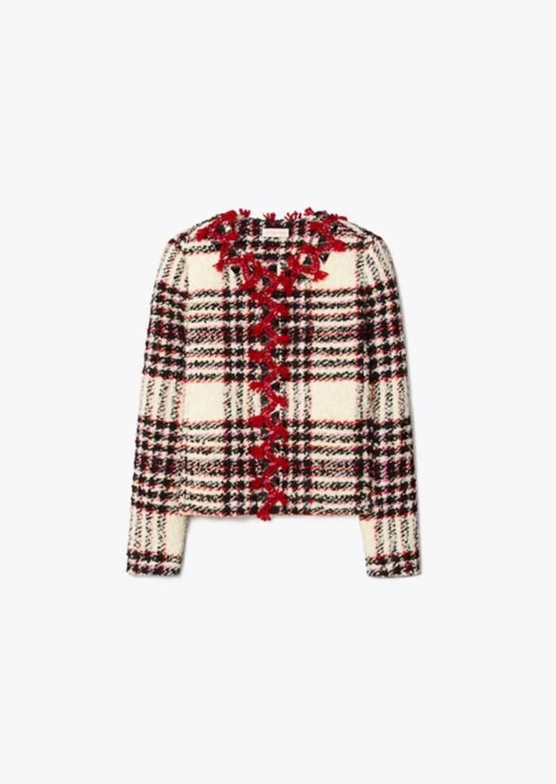 Tory Burch Embroidered Tweed Jacket | Outerwear