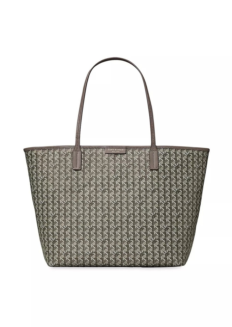 Tory Burch Ever-Ready Basketweave Print Tote Bag