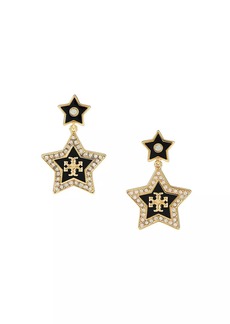 Tory Burch Falling Star 18K-Gold-Plated, Enamel & Glass Crystal Drop Earrings