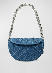 Tory Burch Fleming Mini Denim Crescent Shoulder Bag