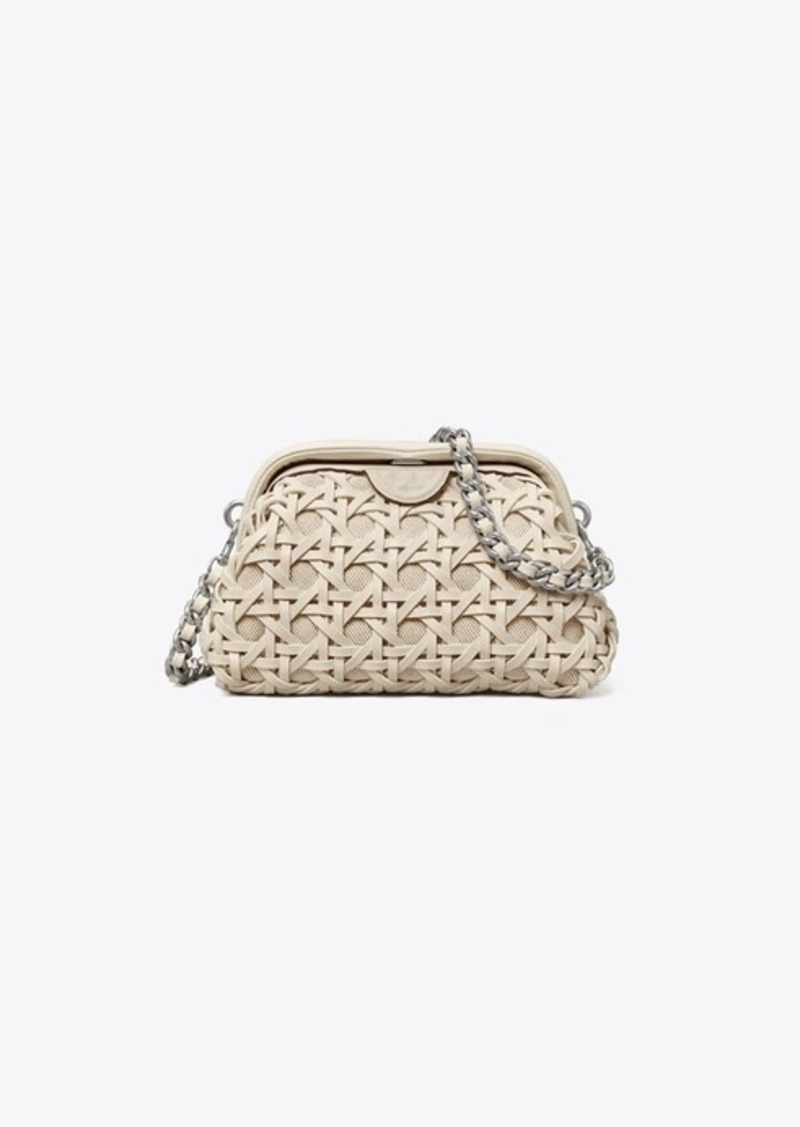 Tory Burch Off White Perforated Leather Robinson Flap Crossbody