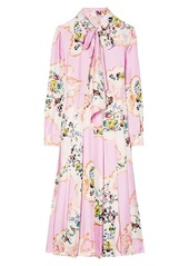Tory Burch Floral Bow Silk Midi Dress
