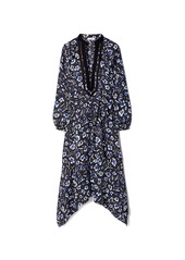 Tory Burch Floral Print Puffed-Sleeve Tunic Dress