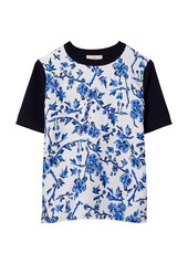 Tory Burch Floral Print Silk T-Shirt