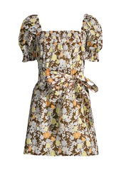 Tory Burch Foral Smocked Mini A-Line Dress