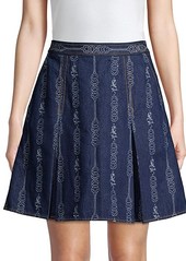 Tory Burch Gemini Jacquard Denim Mini A-Line Skirt