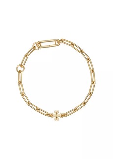 Tory Burch Good Luck 18K-Gold-Plated Logo Chain Bracelet