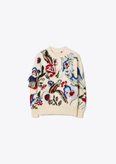 Tory Burch Hand-Knit Intarsia Embroidered Sweater