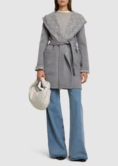 Tory Burch Hooded Wool Wrap Coat