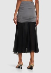 Tory Burch Jersey Chiffon Silk Long Skirt