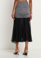 Tory Burch Jersey Chiffon Silk Long Skirt