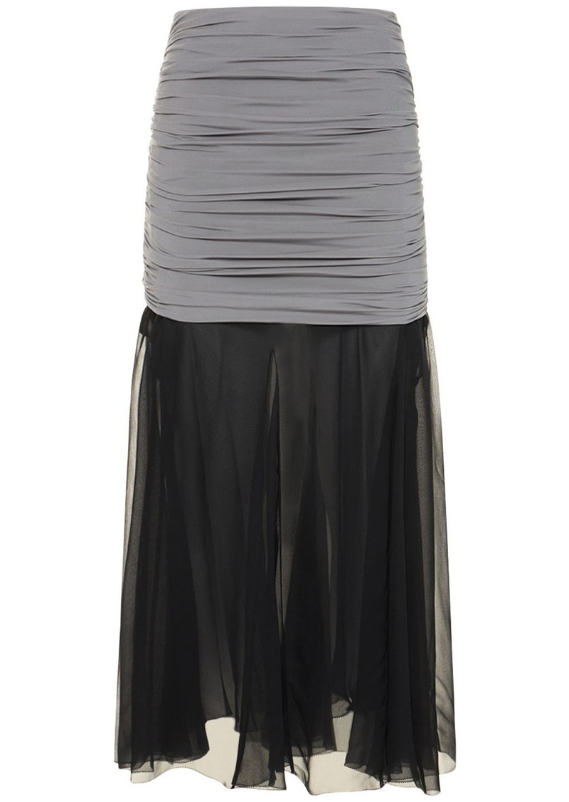 Tory Burch Jersey Chiffon Silk Long Skirt