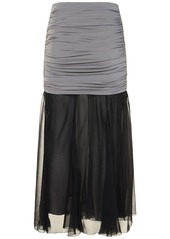 Tory Burch Jersey Chiffon Silk Long Skirt