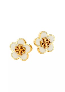 Tory Burch Kira 18K-Gold-Plated & Enamel Flower Stud Earrings
