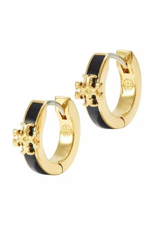 Tory Burch Kira 18K-Gold-Plated & Enamel Huggie Hoop Earrings