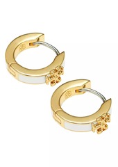 Tory Burch Kira 18K-Gold-Plated & Enamel Huggie Hoop Earrings