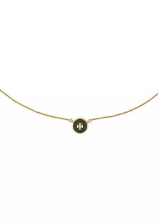 Tory Burch Kira 18K-Gold-Plated & Enamel Logo Pendant Necklace