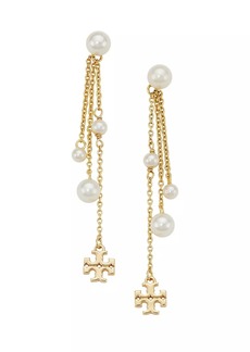 Tory Burch Kira 18K-Gold-Plated & Imitation Pearl Chain Drop Earrings