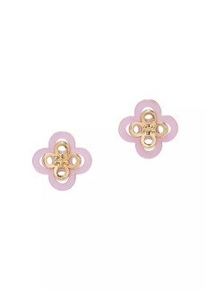 Tory Burch Kira 18K-Gold-Plated & Mother-Of-Pearl Clover Stud Earrings