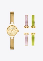 Tory Burch Kira Bangle Watch Gift Set, Multi-Color/Gold-Tone Stainless Steel, 22 x 22 MM