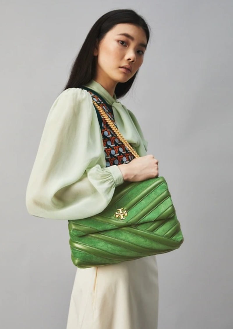 Small Kira Chevron Lacquered Raffia Convertible Shoulder Bag
