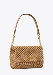 Tory Burch Miller Small Oversized Woven Suede Shoulder Bag