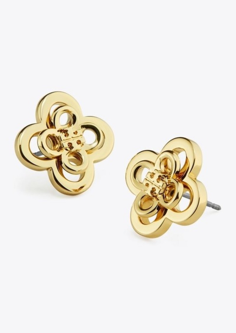 Tory Burch Kira Clover Stud Earrings in Tory Gold