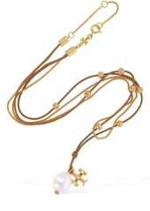 Tory Burch Kira Double Cord Chain Necklace W/ Pearl