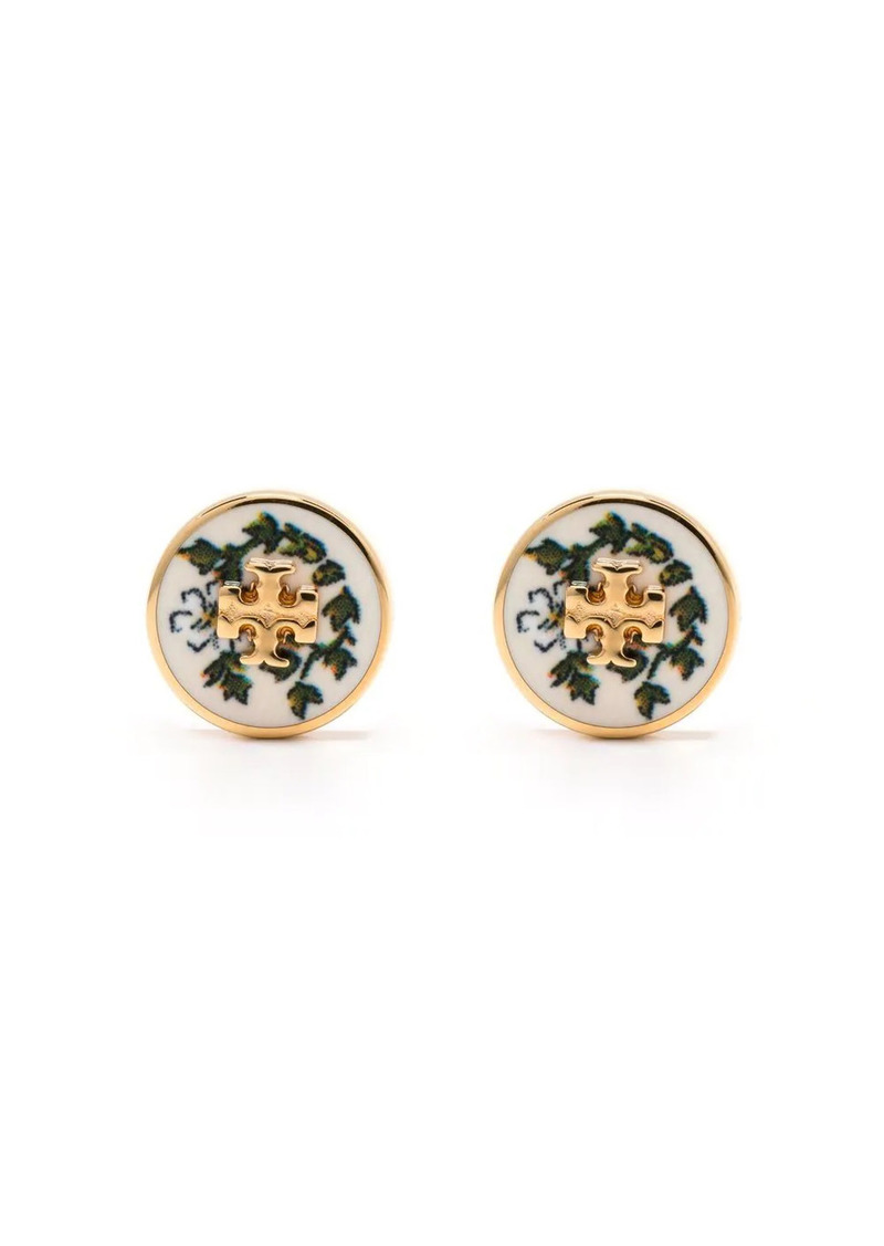 tory burch kira enamel circle stud earrings