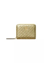 Tory Burch Kira Metallic Leather Zip-Around Wallet