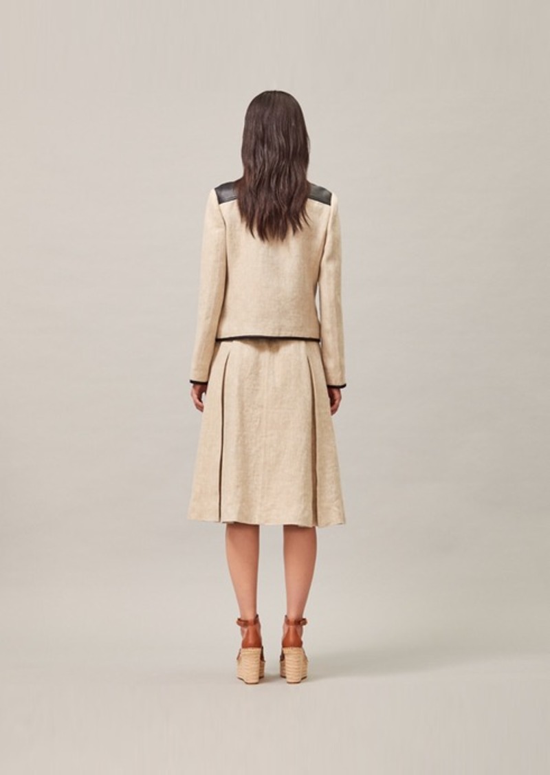 Tory Burch leather trimmed linen jacket 