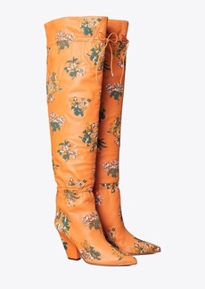 Tory Burch Lila Embroidered Over-the-Knee Scrunch Boot