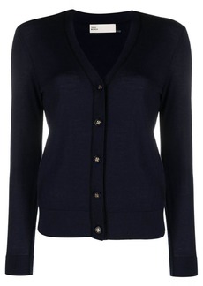 Tory Burch logo-embossed buttons V-neck cardigan