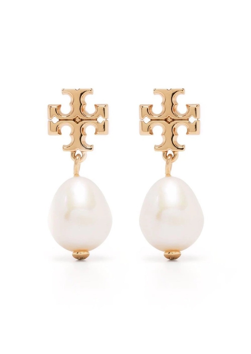 Tory Burch logo pearl drop earrings