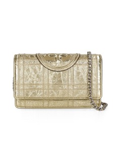 Tory Burch Metallic Square Leather Chain Wallet