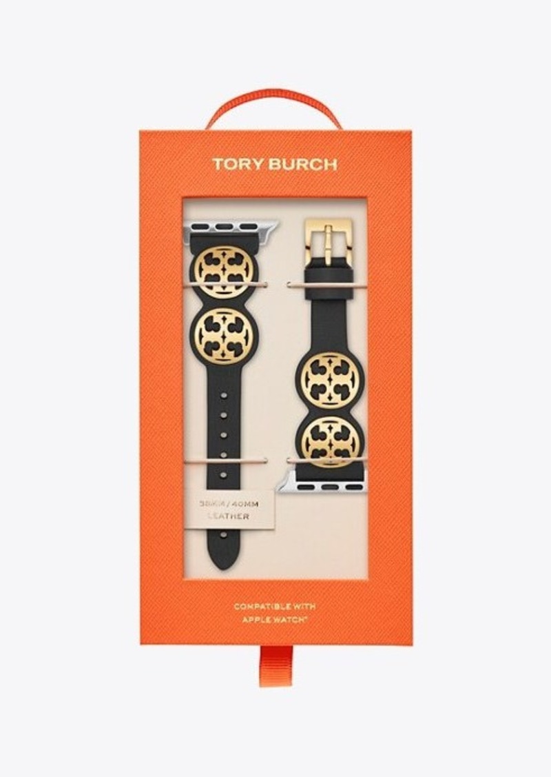 Tory Burch Miller Band For Apple Watch®, Black Leather, 38 MM – 40 