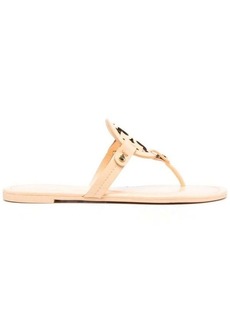 Tory Burch 'Miller' Beige Thong Sandal with Tonal Logo in Leather Woman