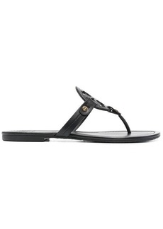 Tory Burch 'Miller' Black Thong Sandal with Tonal Logo in Leather Woman