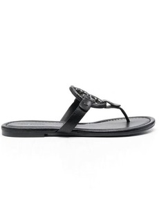'Miller' Black Thong Sandal with Tonal Logo in Leather Woman Tory Burch