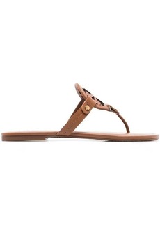 Tory Burch 'Miller' Brown Thong Sandal with Tonal Logo in Leather Woman