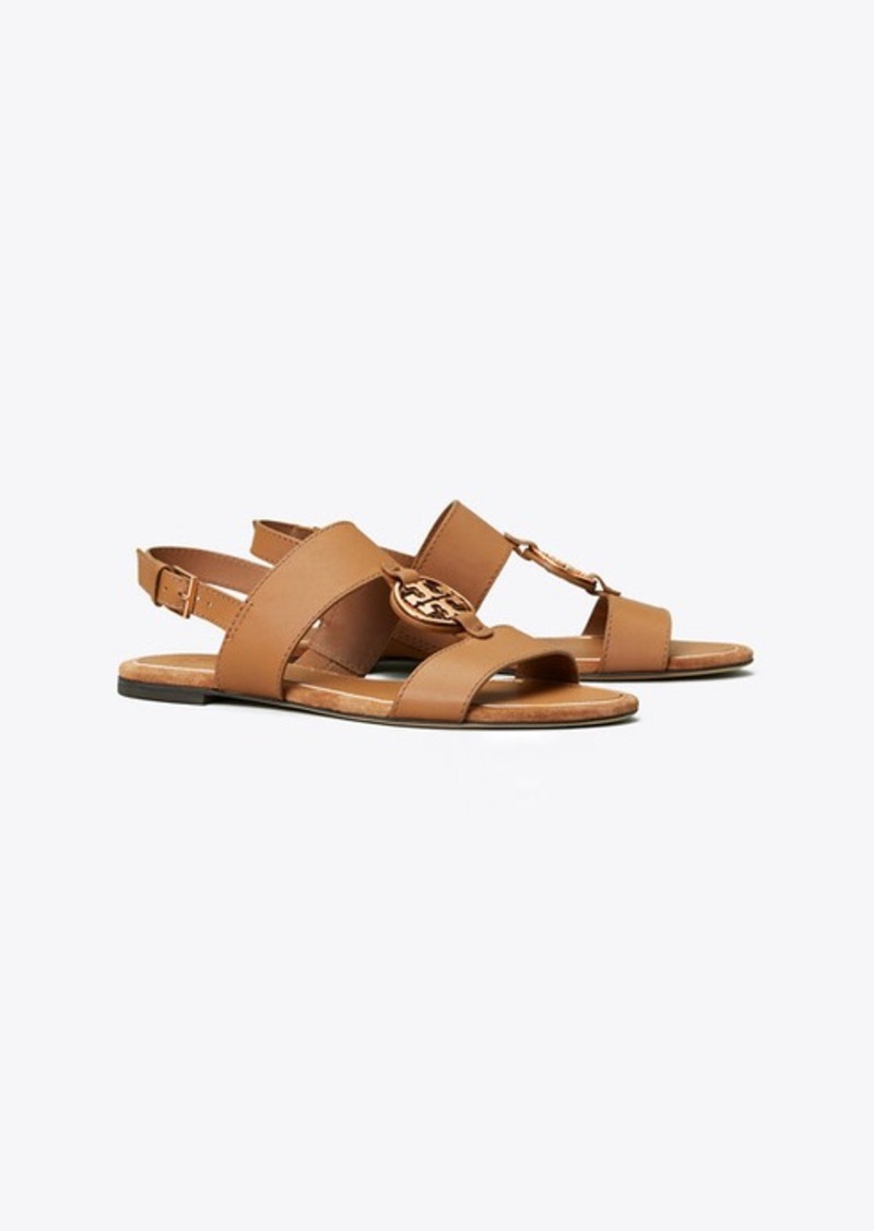 Tory Burch Miller Metal-Logo Two-Band Sandal, Leather | Shoes