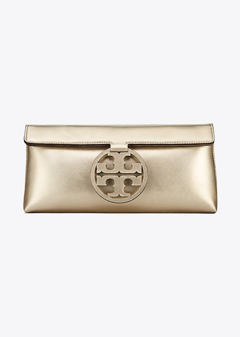 tory burch metallic clutch